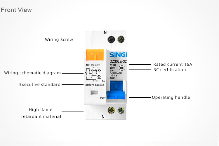 RCBO RCBO DZ30LE-32, interruptor automático diferencial con protección contra sobrecorriente