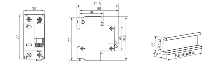 RCBO DZ30LE-50, interruptor automático diferencial con protección contra sobrecorriente
