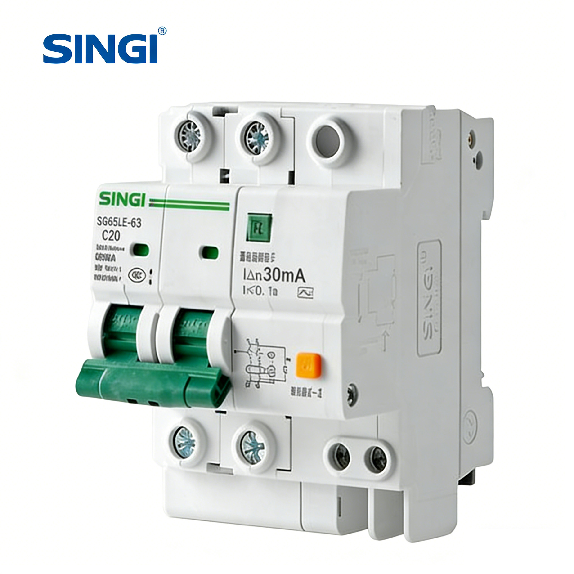 Interruptor automático diferencial SC65LE-63 con protección contra sobrecorriente